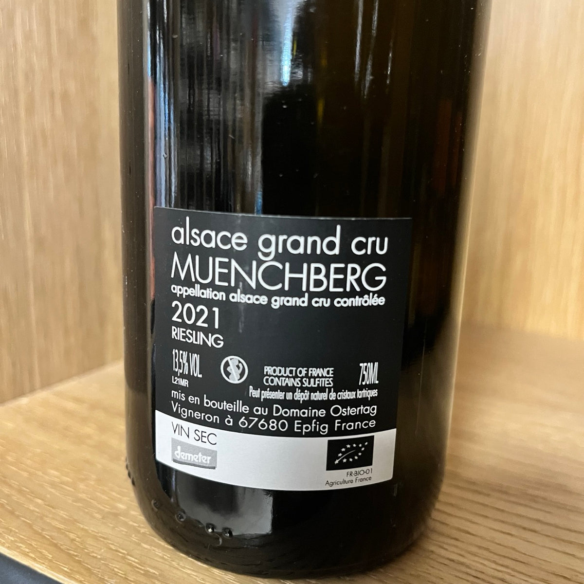 Bouteille Vin Alsace Grand Cru Muenchberg Riesling 2021, AOC Alsace