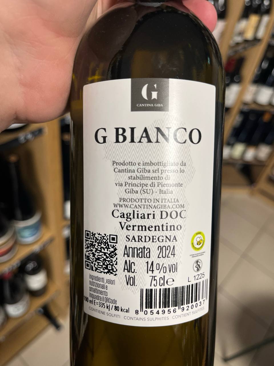 Bouteille de G Bianco Vermentino di Sardegna 2024 – Cantina Giba, Sardaigne