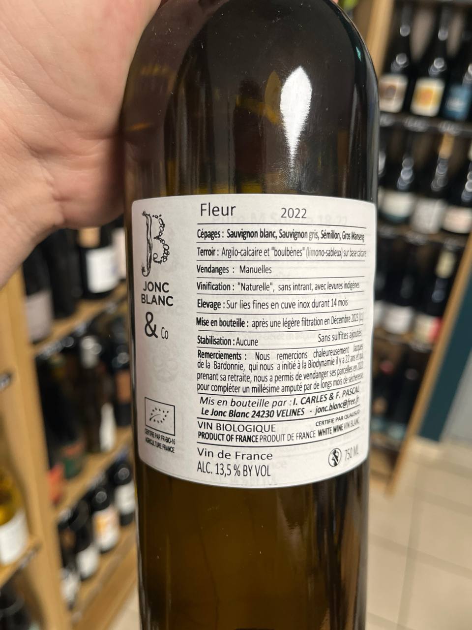 Bouteille Vin blanc Jonc Blanc & Co 2022, Sud-Ouest