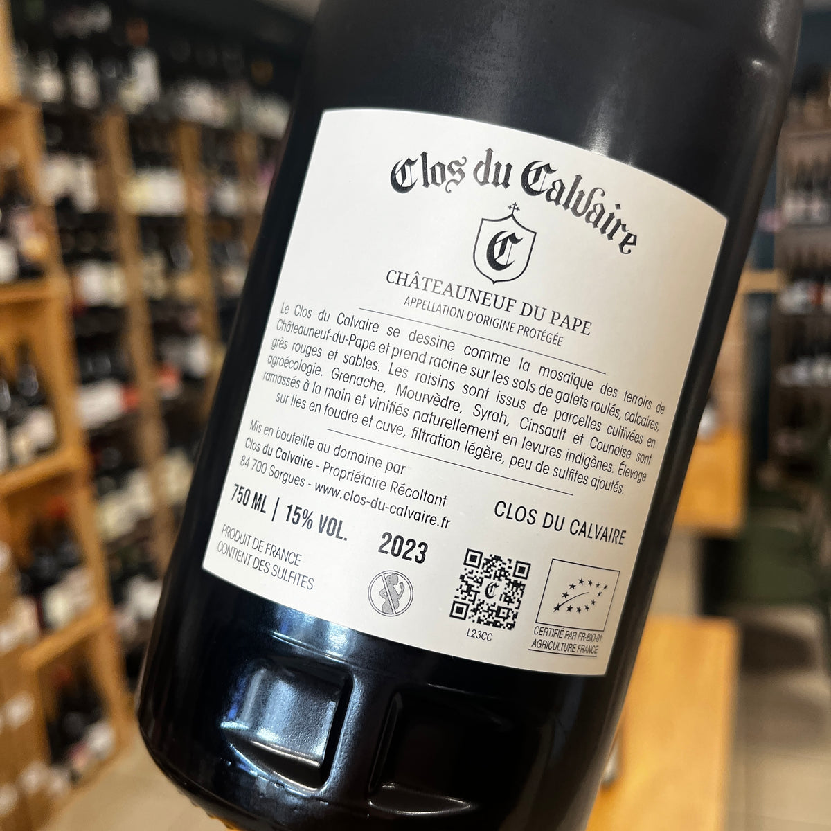 Vin rouge Châteauneuf-du-Pape, Clos du Calvaire, vue 2