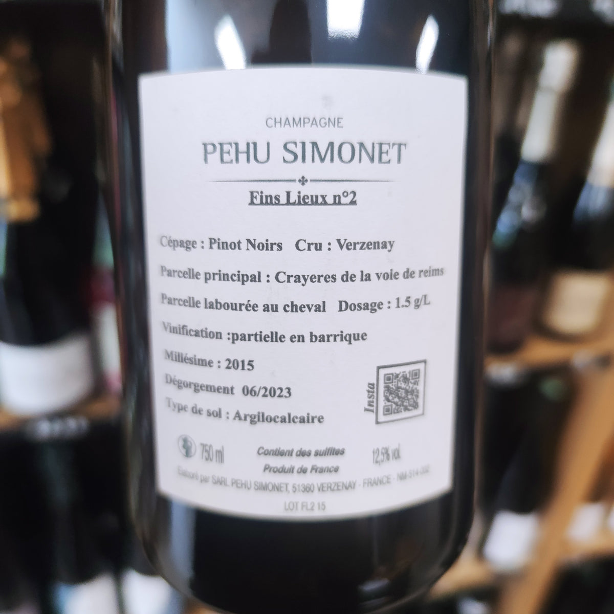 Champagne Fins Lieux n°2 Les Crayères 2015 - Pehu Simonet
