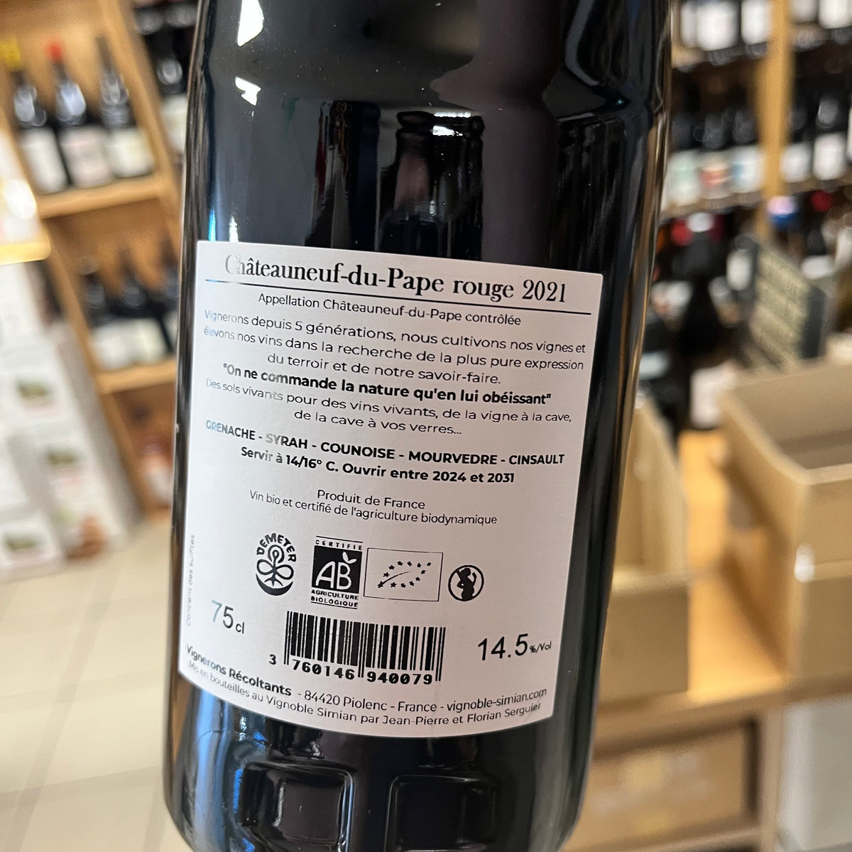 Bouteille de Le Traversier 2021 – Château Simian, AOC Châteauneuf-du-Pape