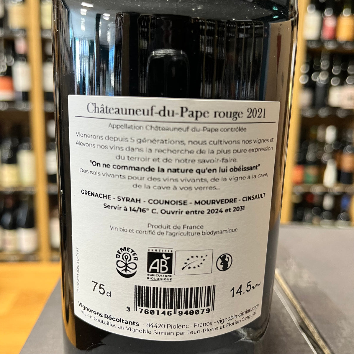 Bouteille de Le Traversier 2021 – Château Simian, AOC Châteauneuf-du-Pape