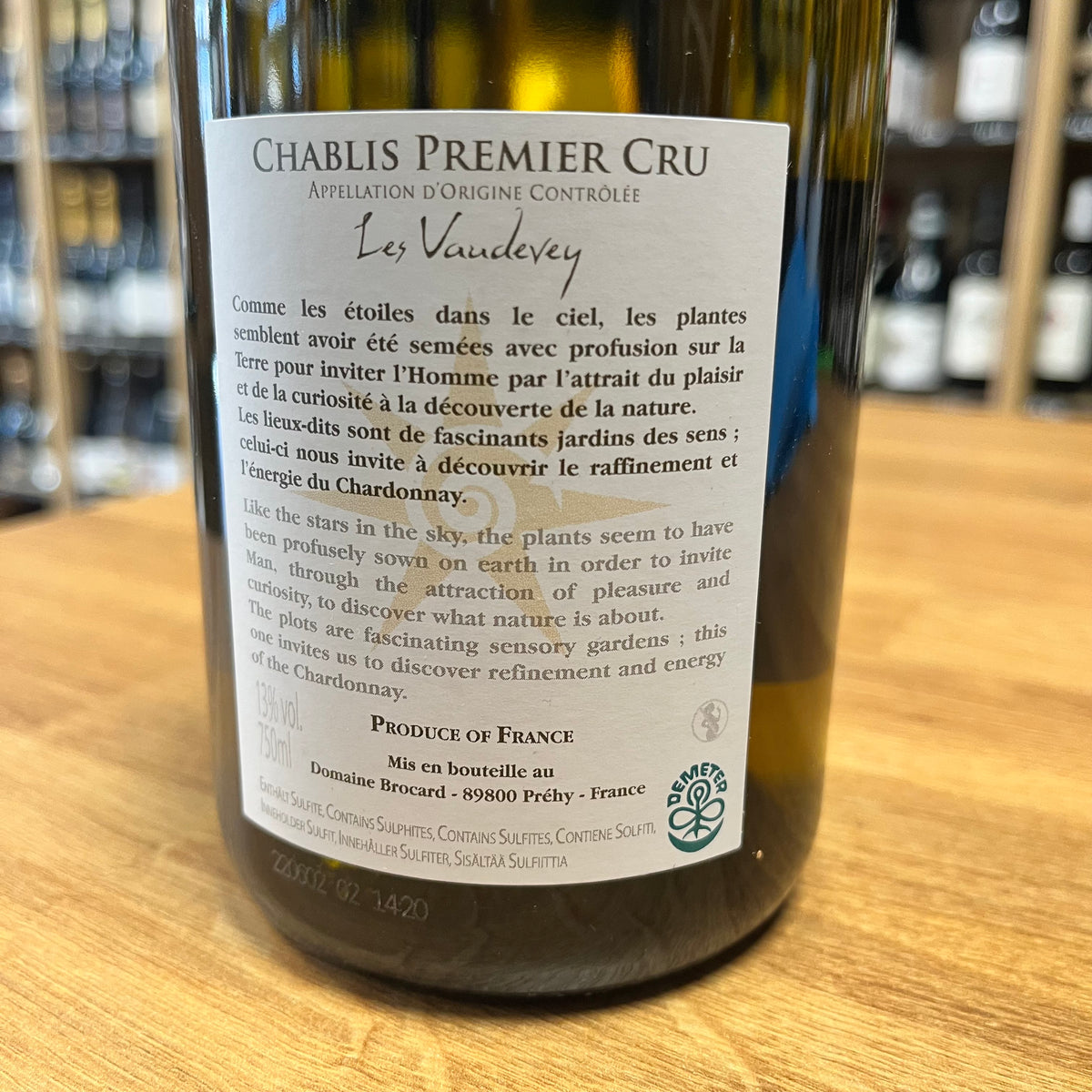 Bouteille Vin Chablis 1er Cru Vaudevey 2022, AOC Bourgogne — biodynamie