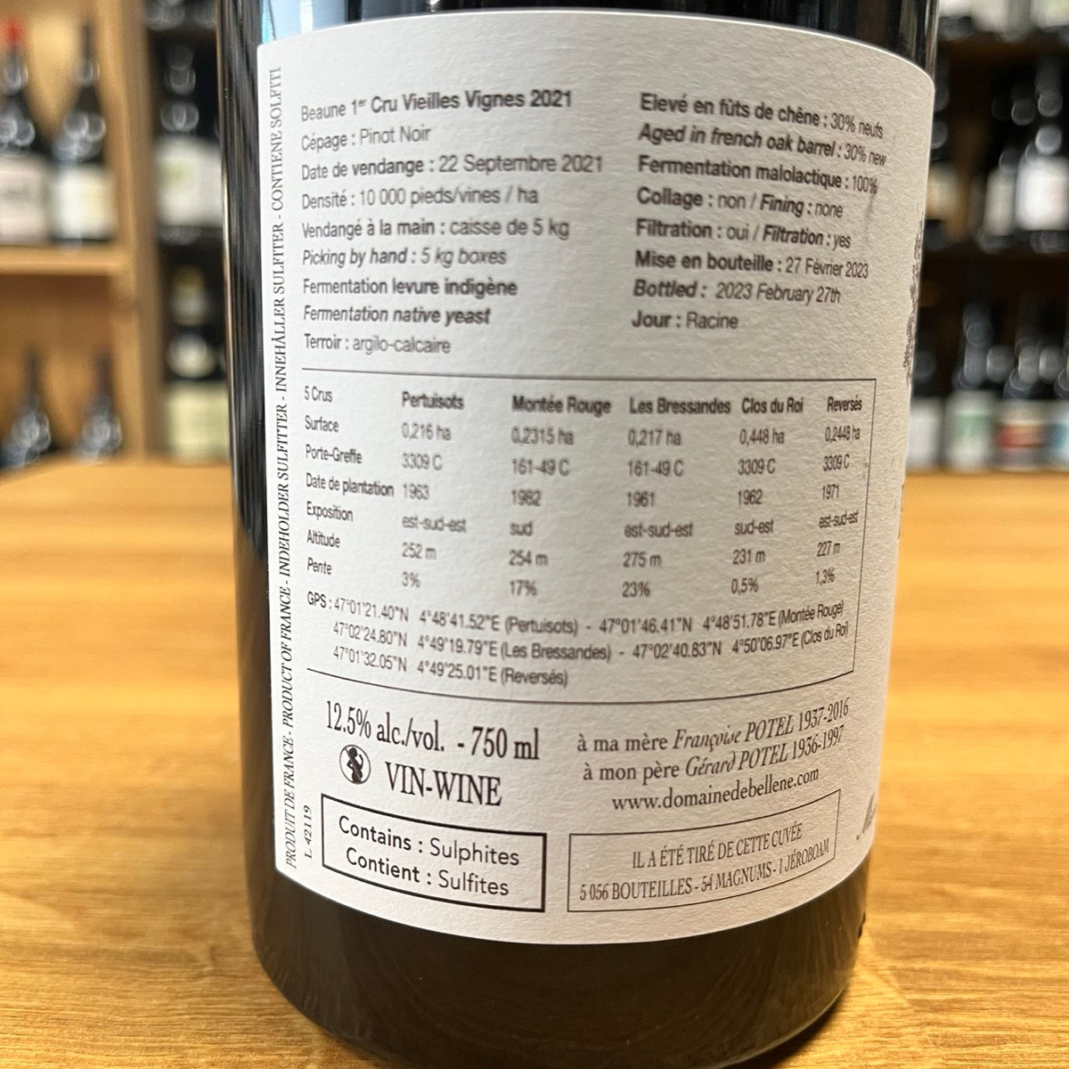 Bouteille de Beaune 1er Cru Hommage à Françoise Potel 2005 – Domaine de Bellene, AOC Beaune 1er Cru