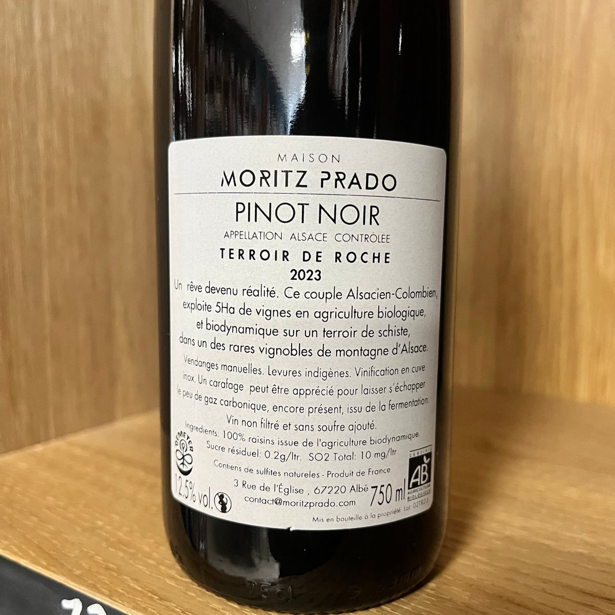Bouteille Vin Alsace Pinot Noir Terroir de Roche 2023, AOC Alsace