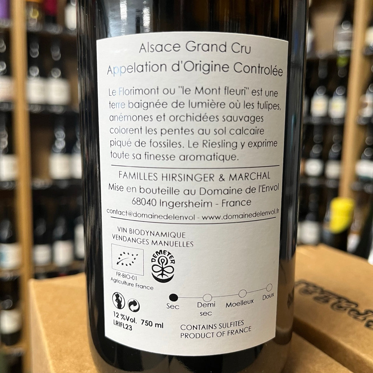 Bouteille Vin Alsace Grand Cru Florimont Riesling 2023, AOC Alsace