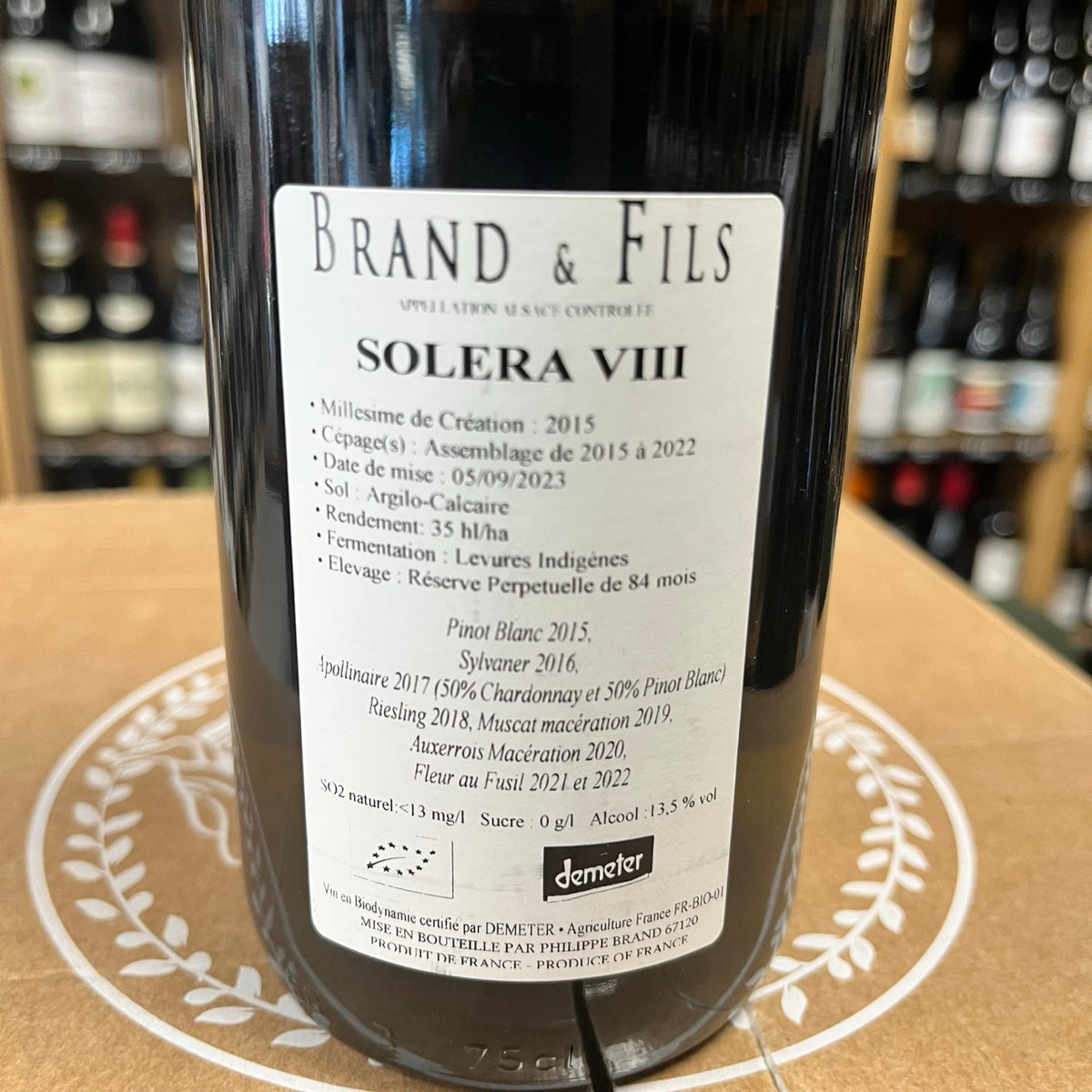 Bouteille Vin Alsace Solera VIII 2022, AOC Alsace