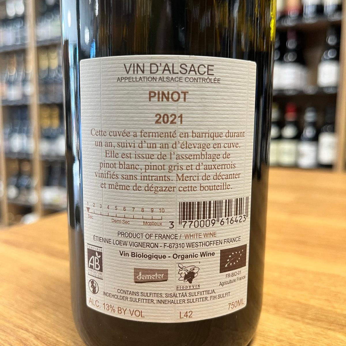 Bouteille Vin Alsace Pinot 2021, AOC Alsace