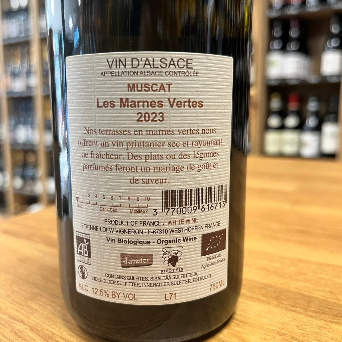 Bouteille Vin Alsace Muscat Les Marnes Vertes 2023, AOC Alsace