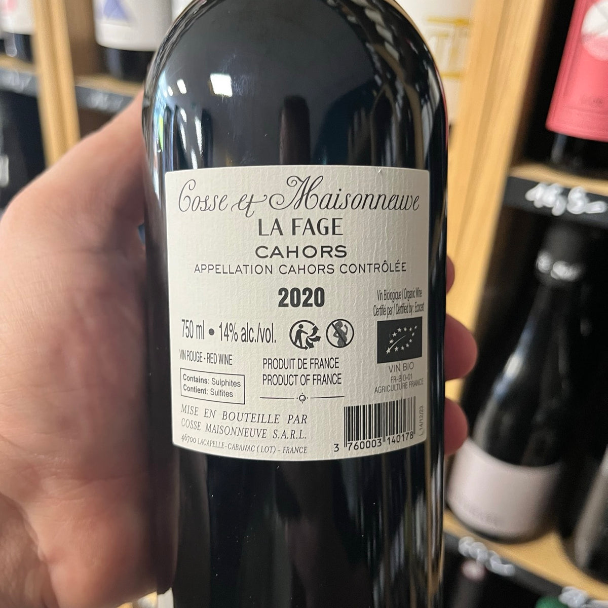 Vin rouge Cahors La Fage 2020 - Domaine Cosse-Maisonneuve