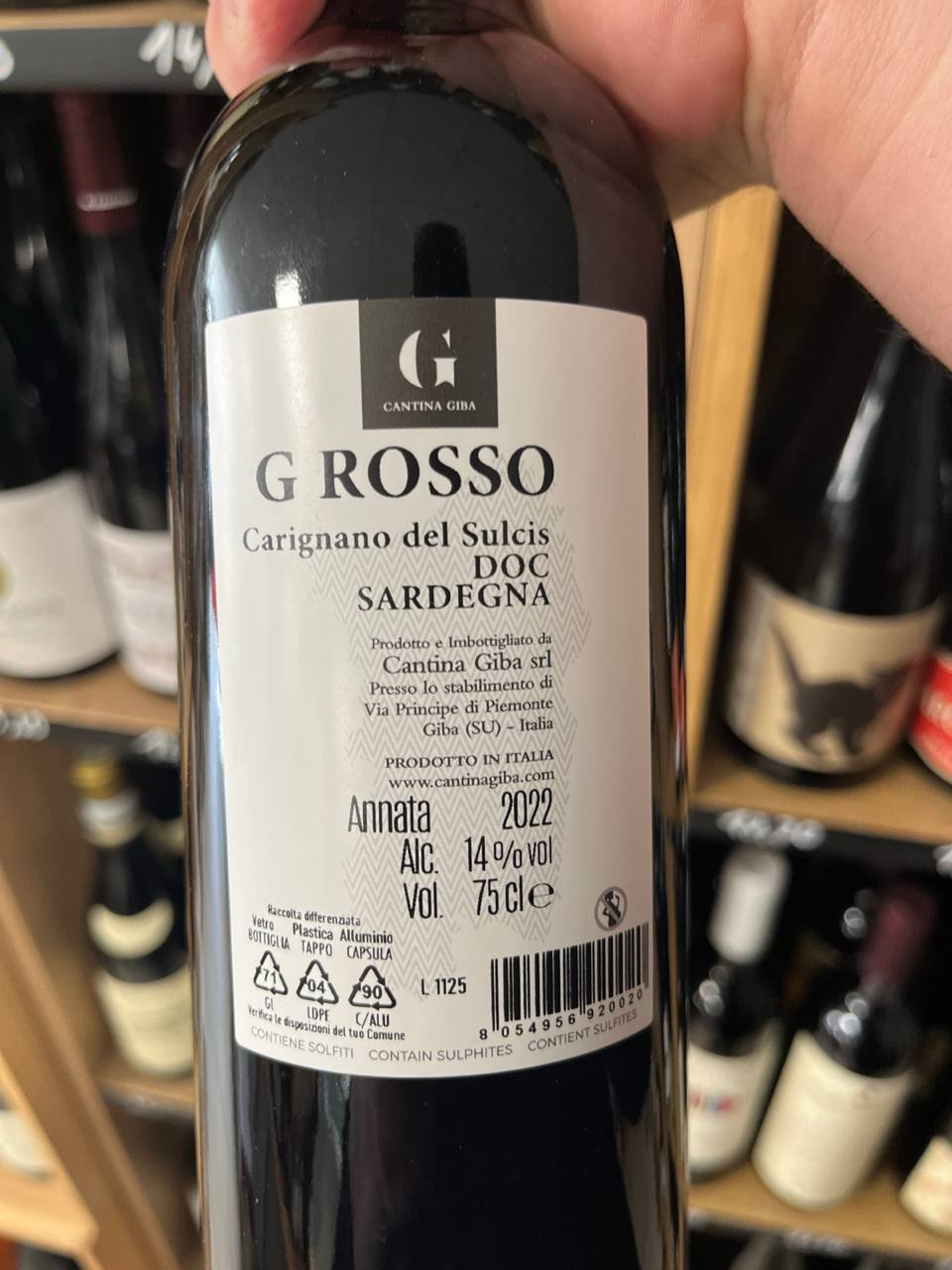 Bouteille Vin rouge Cantina Giba 2022