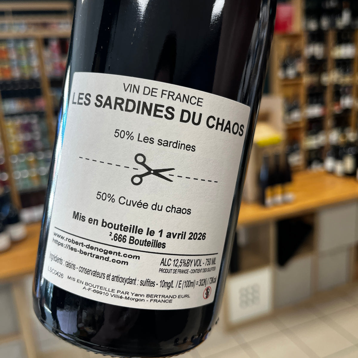 Les Sardines du Chaos Robert-Denogent x Yann Bertrand - contre-étiquette