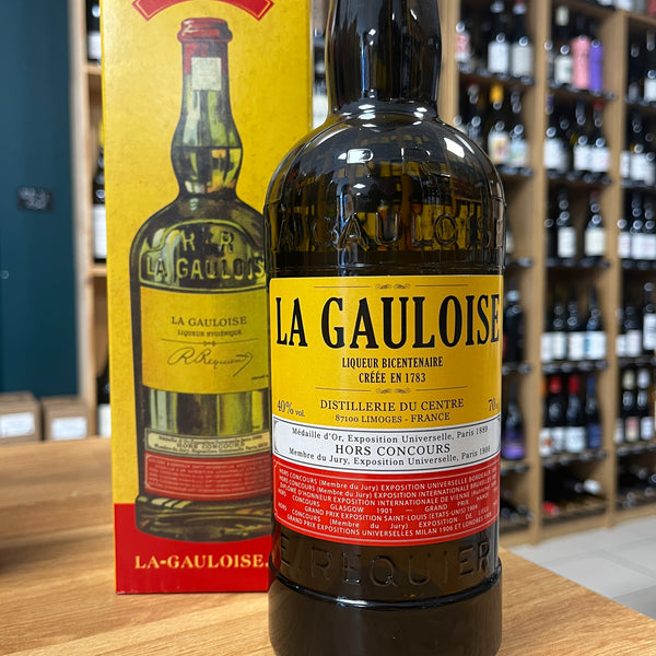 Bouteille et étui La Gauloise Jaune, liqueur de plantes 40 %, Distillerie du Centre à Limoges