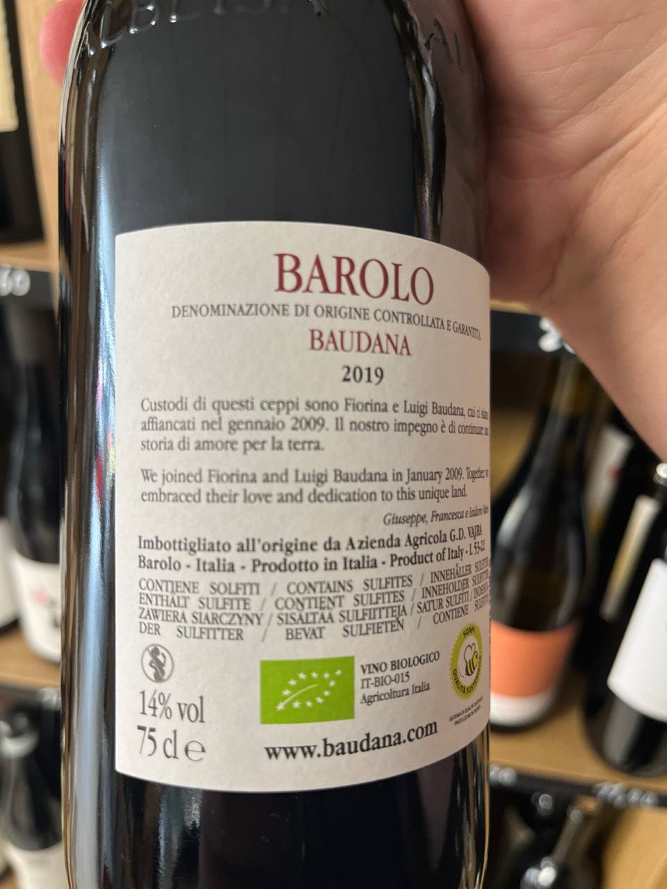 Bouteille Vin rouge Luigi Baudana 2019, Italie