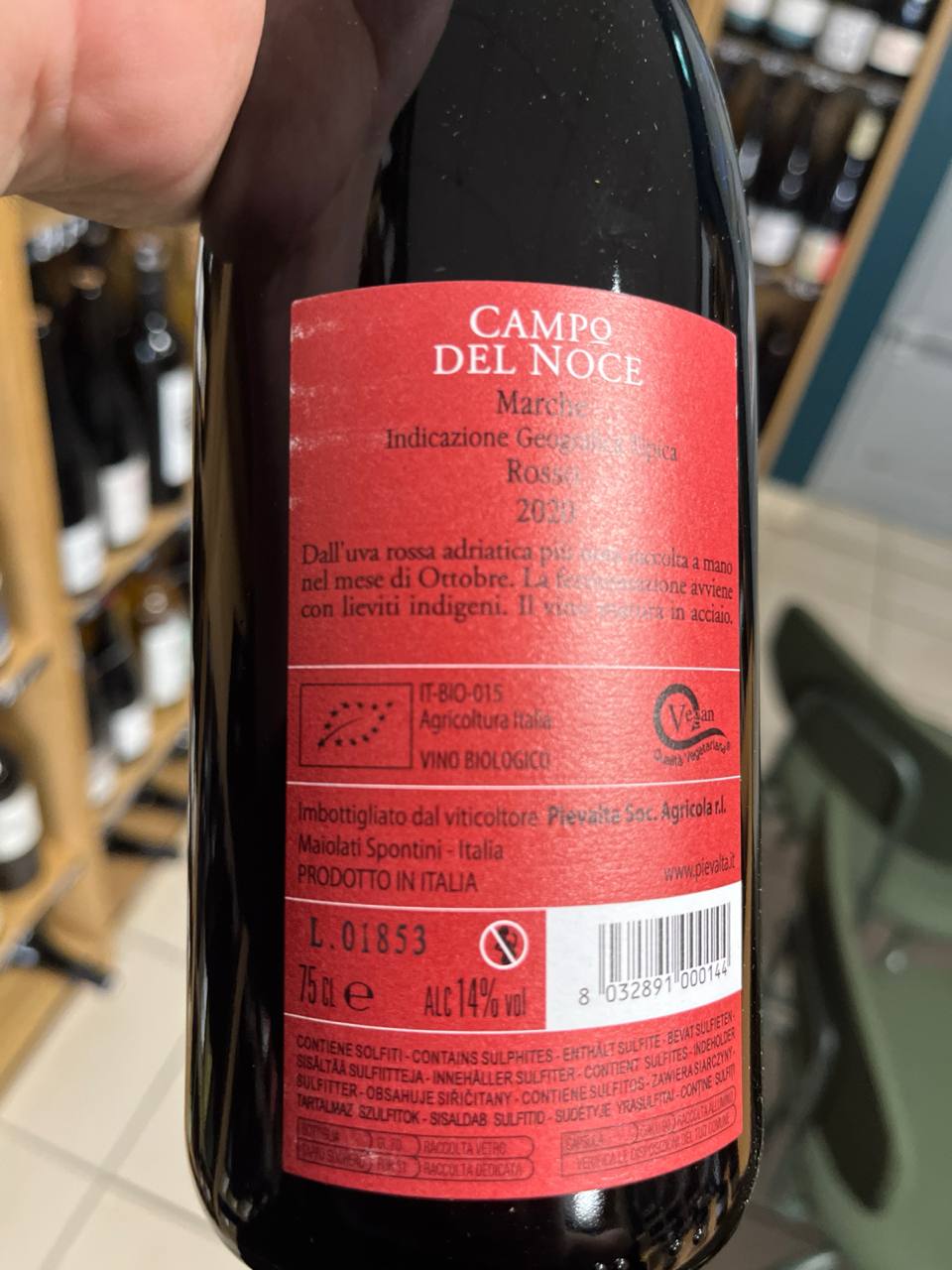 Bouteille de Campo del Noce Marche Rosso 2020 – Pievalta, Marches