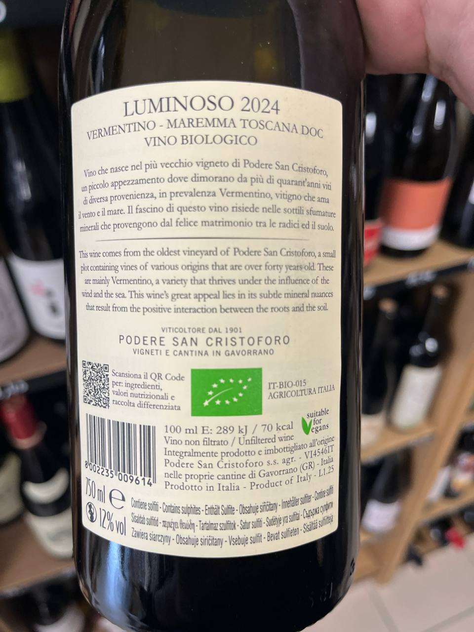 Bouteille Vin blanc Luminoso Vermentino 2024, Italie