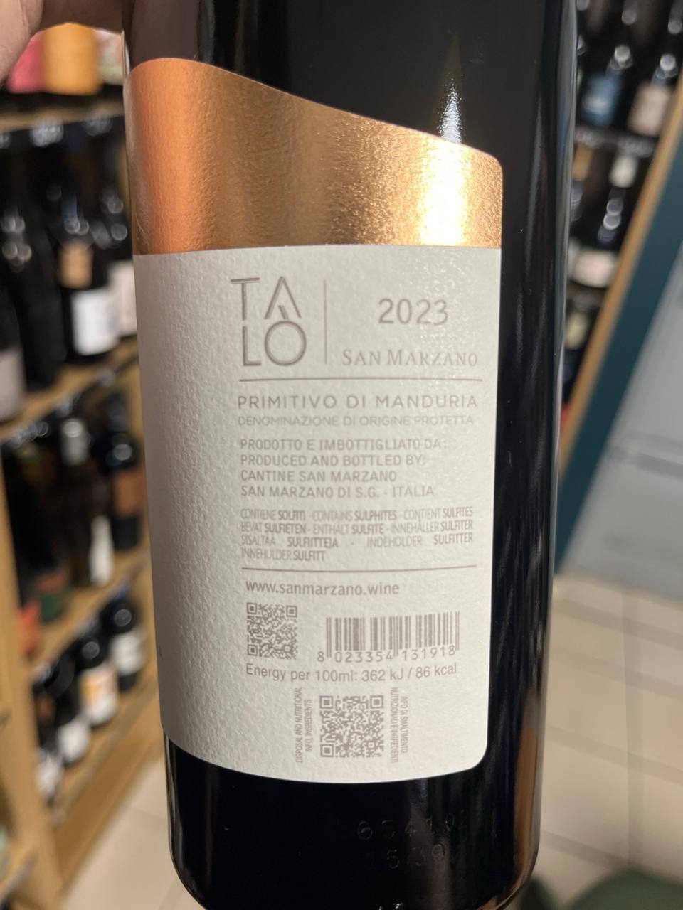 Bouteille de Talò Primitivo di Manduria 2023 – San Marzano, Pouilles