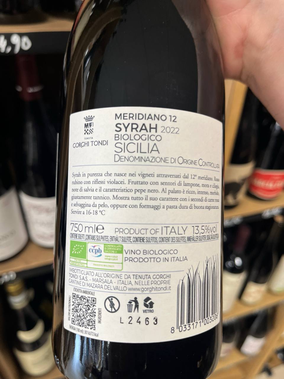 Bouteille Vin rouge Tenuta Gorghi Tondi 2022, Italie
